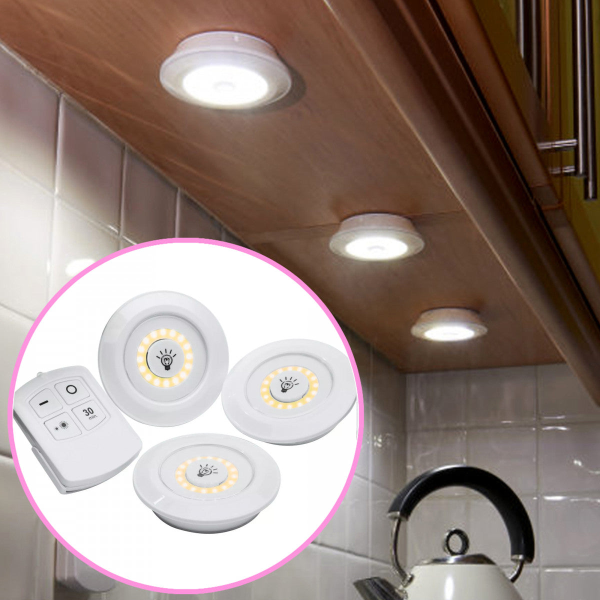 PACK DE 3 LUCES LED INALÁMBRICAS CON CONTROL REMOTO