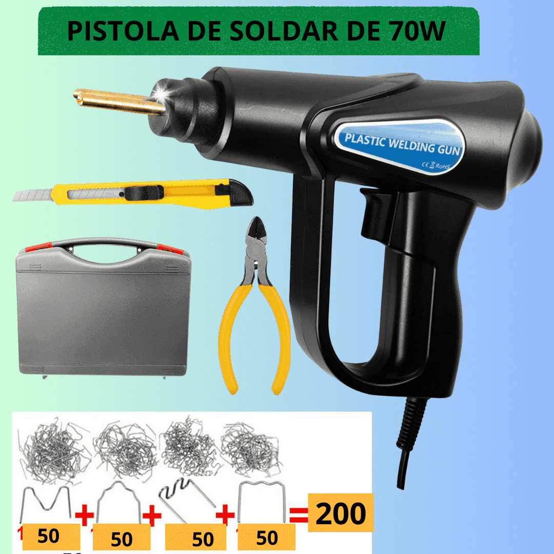 KIT DE SOLDADURA PARA PLÁSTICO DE 70W CON 200 GRAPAS