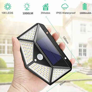 PACK DE 2 FOCOS SOLARES 100 LEDS CON SENSOR DE MOVIMIENTO